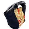 Large Kimono Black Canvas Tote Bag Golden Hexagon