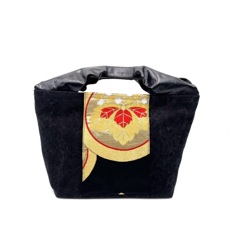 Kimono Black Canvas Tote Bag Golden Hexagon