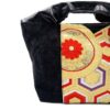 Kimono Black Canvas Tote Bag Golden Hexagon
