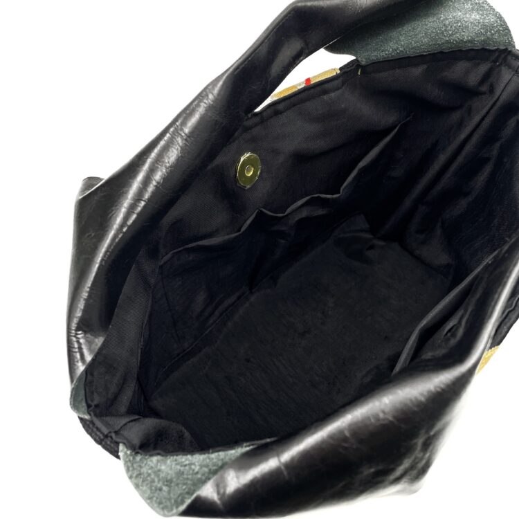 Kimono Black Canvas Tote Bag Golden Hexagon