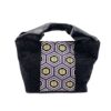 Kimono Black Canvas Tote Bag Hexagon Pattern
