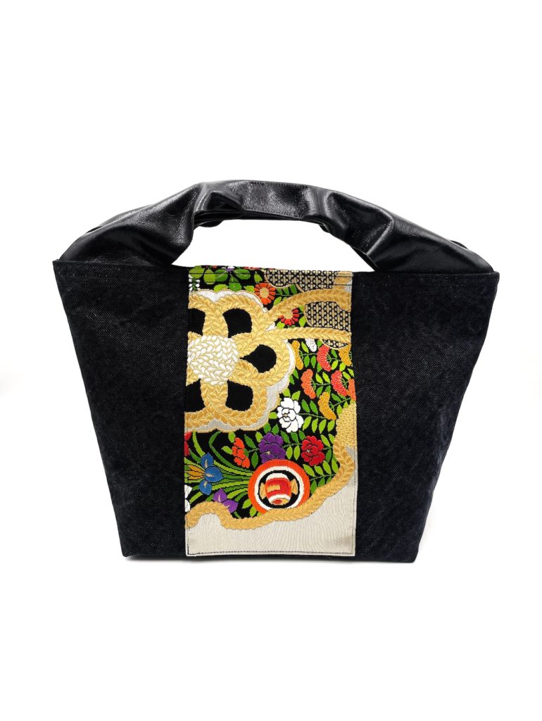 Large Canvas Obi Leather Tote Flower Field