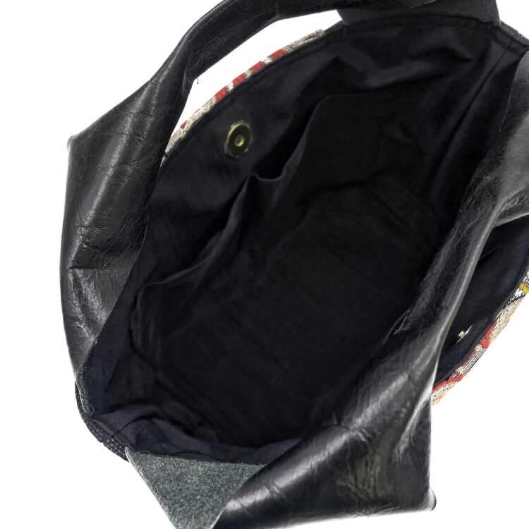 Kimono Black Canvas Tote Bag Colorful Flower