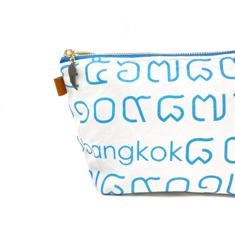 Cosmetic Zipper Pouch Thai Baby Blue