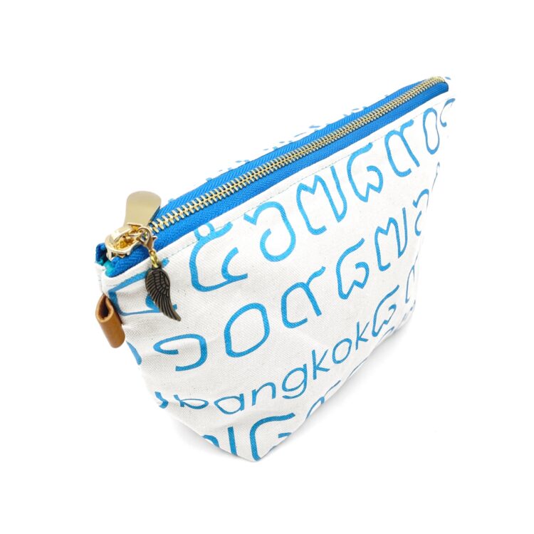 Cosmetic Zipper Pouch Thai Baby Blue