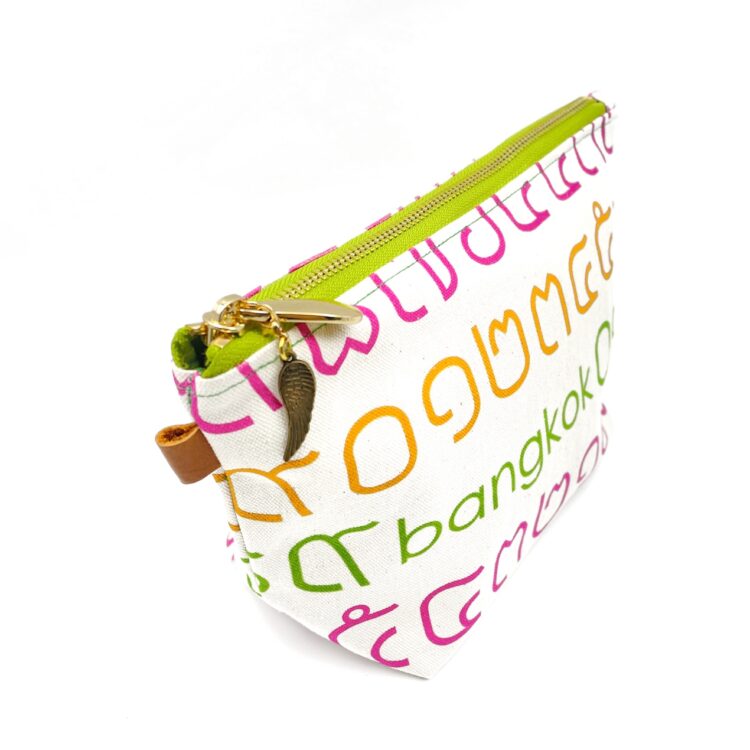 Cosmetic Zipper Pouch Thai Numbers Rainbow Green