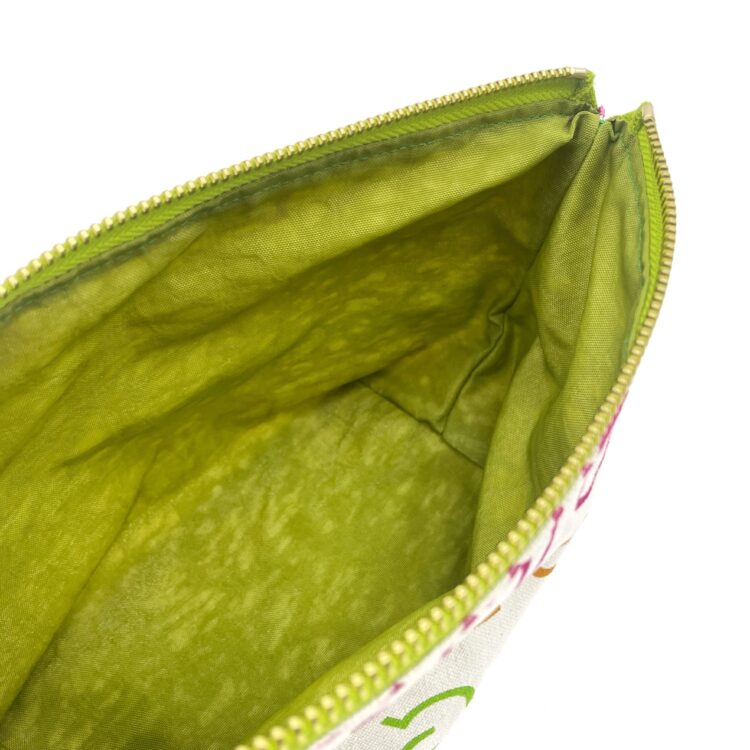 Cosmetic Zipper Pouch Thai Numbers Rainbow Green