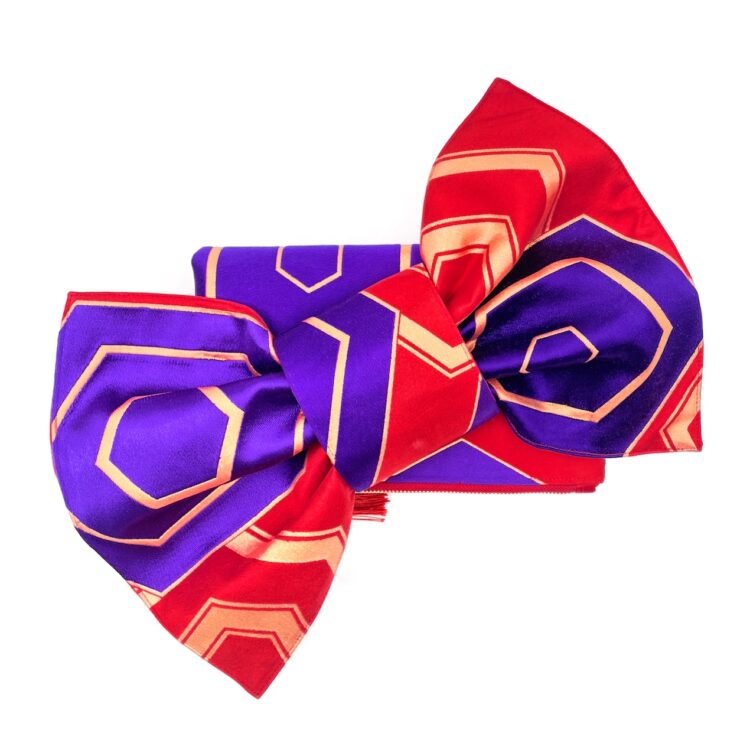 Kimono Ribbon Clutch Bag Red Hexagon