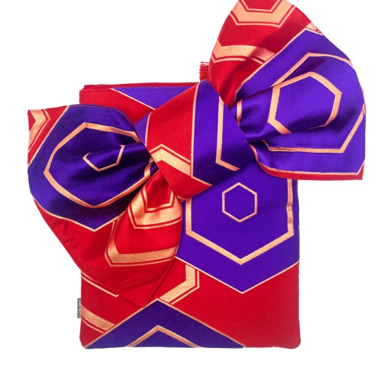 Kimono Ribbon Clutch Bag Red Hexagon