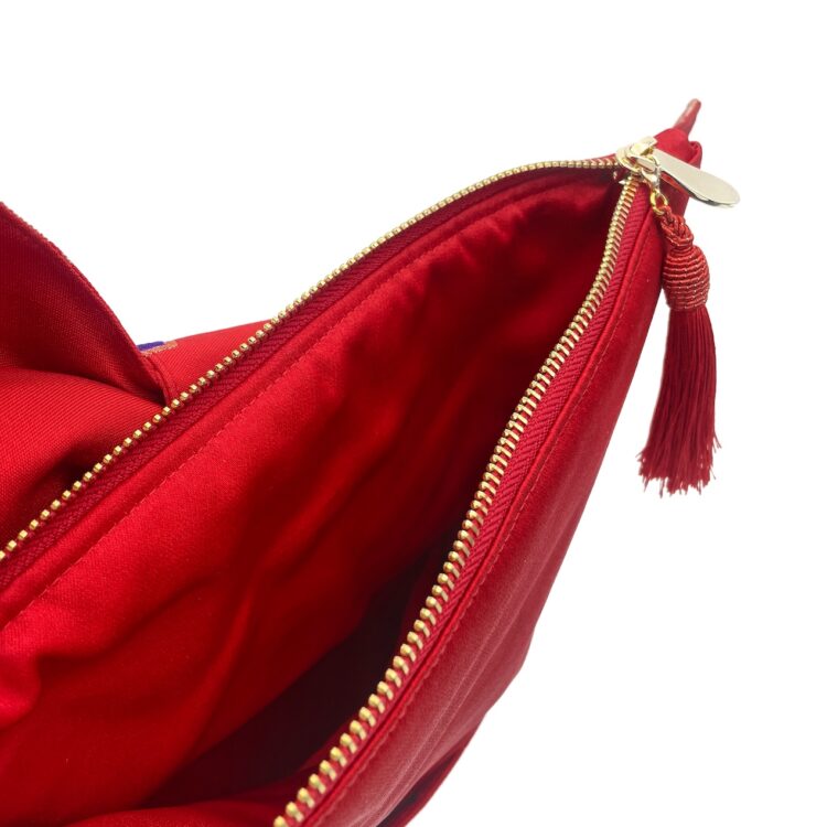 Kimono Ribbon Clutch Bag Red Hexagon