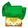 Kimono Ribbon Clutch Bag Golden Flower Green