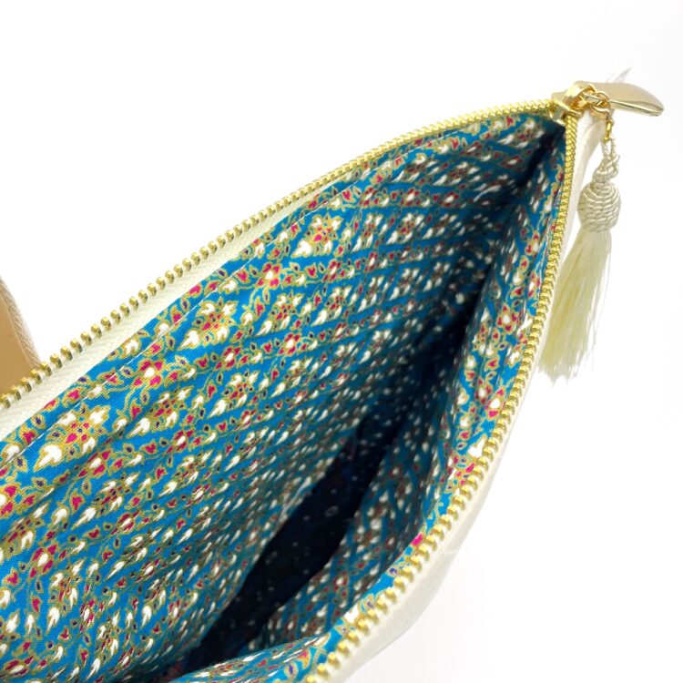 Kimono Ribbon Clutch Bag Flower Cream