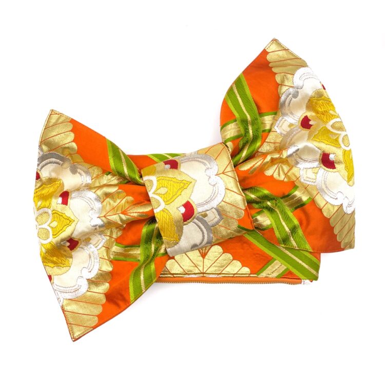 Kimono Ribbon Clutch Bag Orange Flower