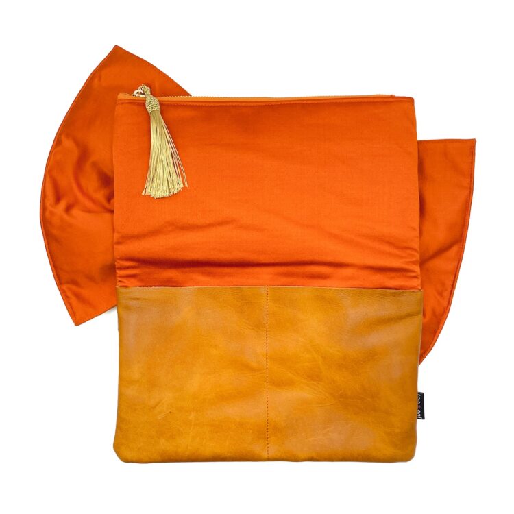 Kimono Ribbon Clutch Bag Orange Flower