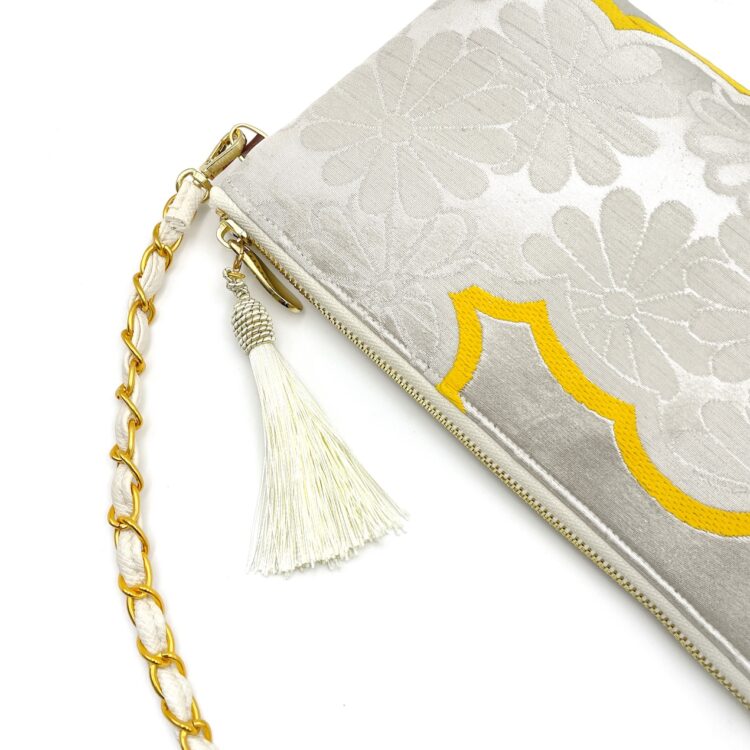 Kimono Short Chain Shoulder Bag Flower Classic White