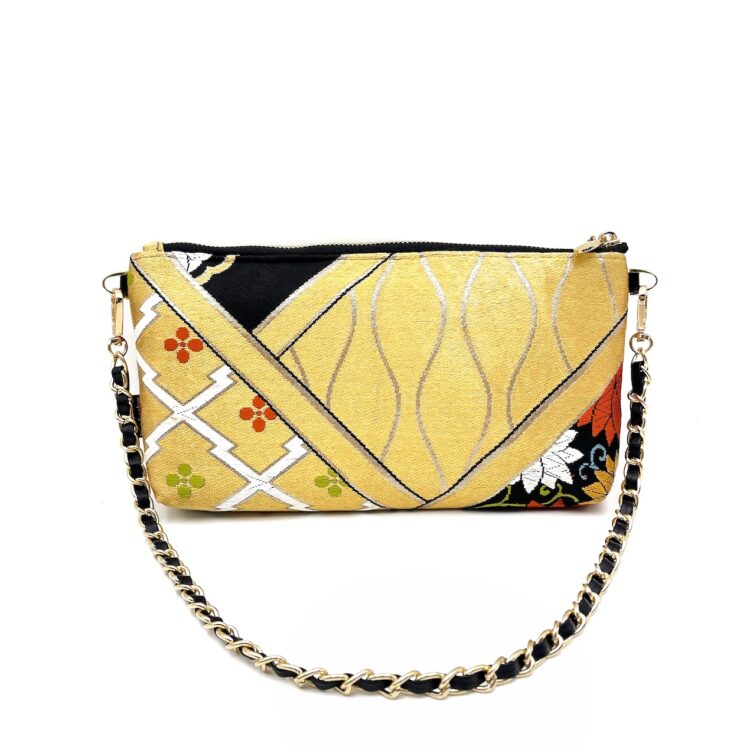 Kimono Short Chain Shoulder Bag Flower Black