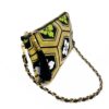 Kimono Short Chain Shoulder Bag Golden Hexagon Pattern