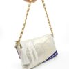 Kimono Short Chain Shoulder Bag Flower Pattern White