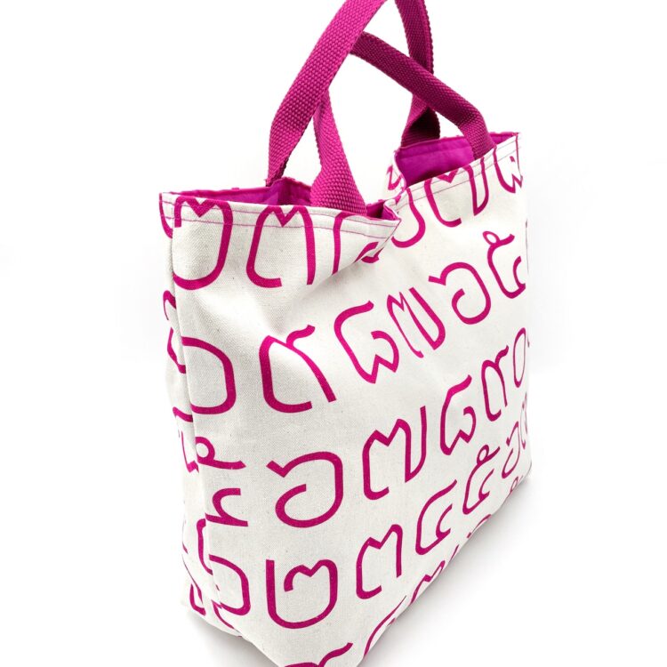 Rope Tote Bag Thai Numbers Pink