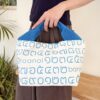 2-Handle Printed Canvas Tote Bag Thai Letters Baby Blue