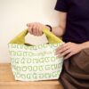 2-Handle Printed Canvas Tote Bag Thai Letters Green