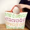 Rope Tote Bag Thai Numbers Rainbow Orange
