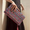 Hmong Pink Pattern Clutch Bag
