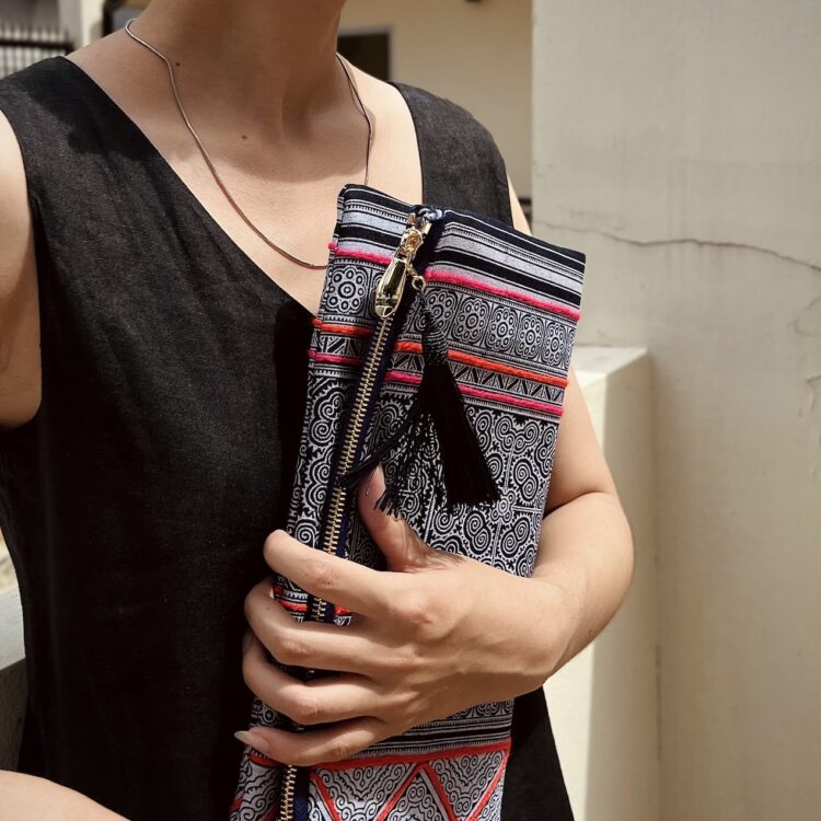 Hmong Pink Pattern Clutch Bag