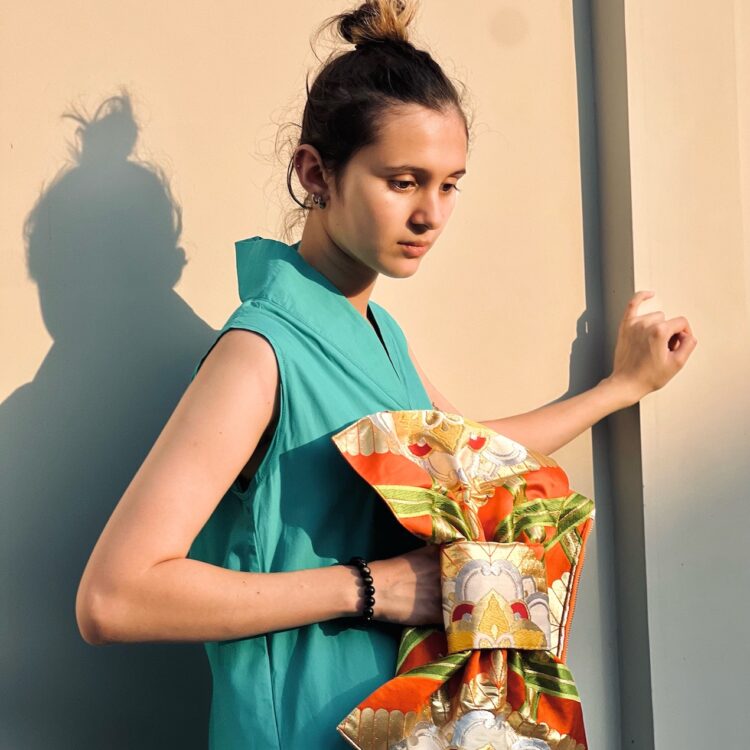 KIMONO RIBBON CLUTCH COPPER SUN