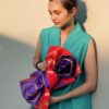 KIMONO RIBBON CLUTCH CRIMSON AND VIOLET