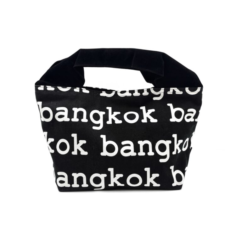 Large 2-Handle Printed Canvas Tote Bag Bangkok Black