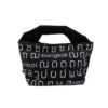 2-Handle Printed Canvas Tote Bag Thai Letters Black