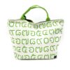 Large Rope Tote Bag Thai Numbers Green