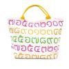 Large Rope Tote Bag Thai Numbers Yellow
