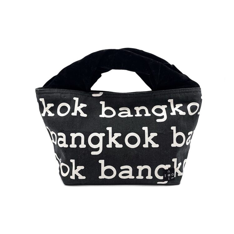 2-Handle Printed Canvas Tote Bag Bangkok Black