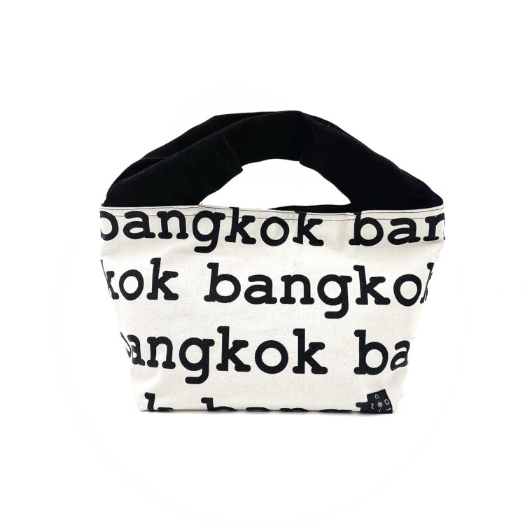 2-Handle Printed Canvas Tote Bag Bangkok White