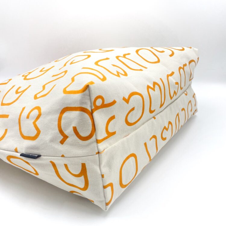 Large Rope Tote Bag Thai Numbers Orange