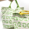 Large Rope Tote Bag Thai Numbers Green