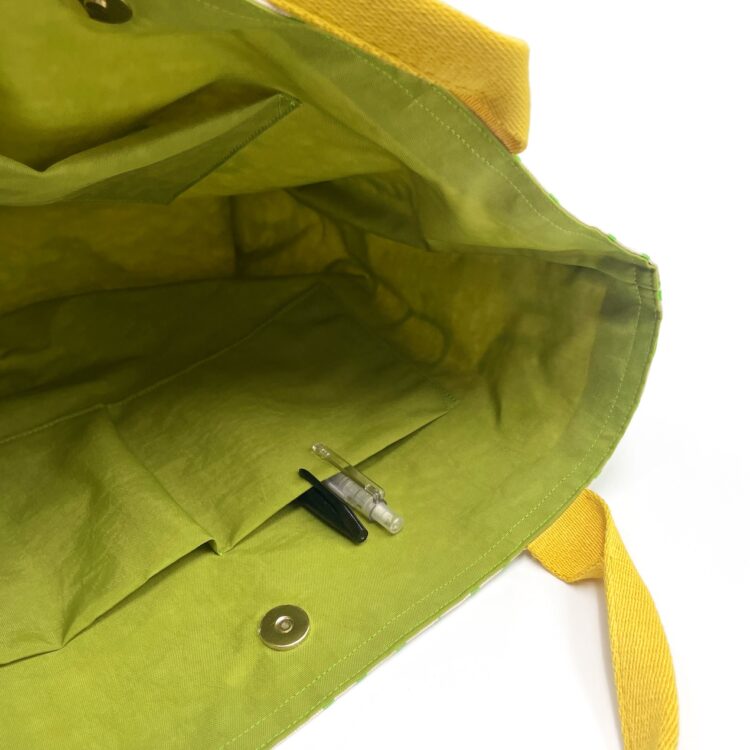 Yellow Rope Strap Tote Bag Thai Numbers Green