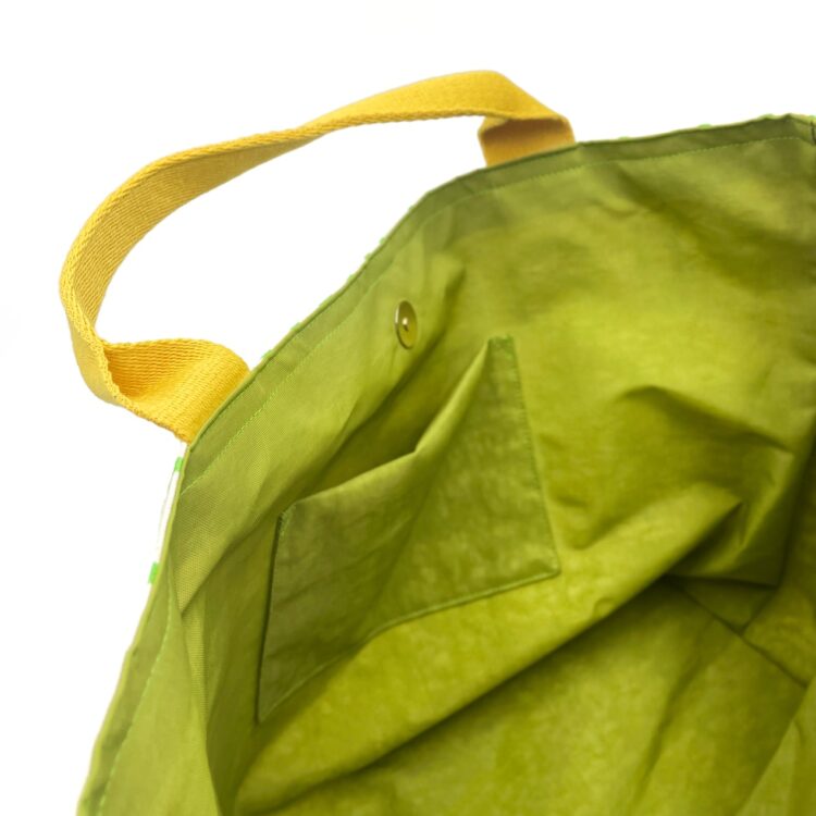 Yellow Rope Strap Tote Bag Thai Numbers Green