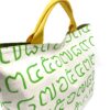 Large Yellow Rope Strap Tote Bag Thai Numbers Green