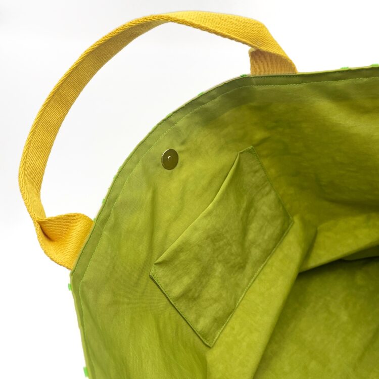Large Yellow Rope Strap Tote Bag Thai Numbers Green