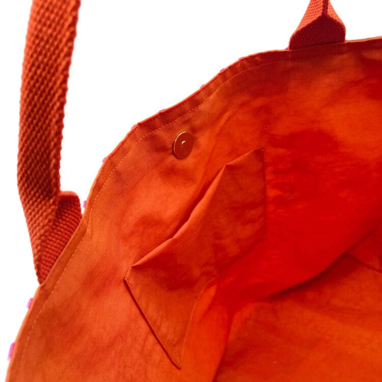 Large Rope Tote Bag Thai Numbers Rainbow Orange