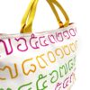 Large Rope Tote Bag Thai Numbers Rainbow Yellow