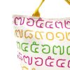 Large Rope Tote Bag Thai Numbers Rainbow Yellow