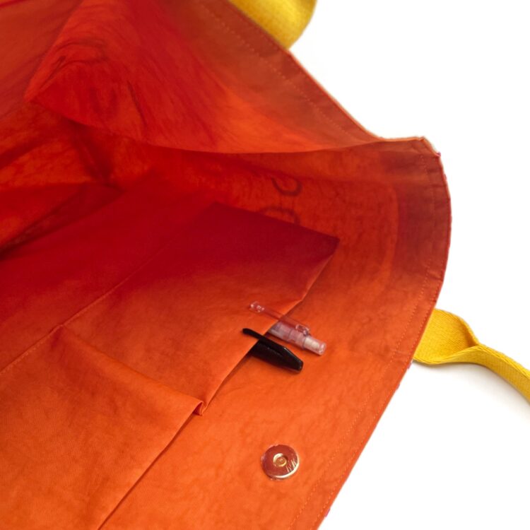 Large Rope Tote Bag Thai Numbers Rainbow Yellow