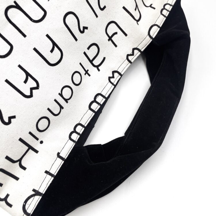 2-Handle Printed Canvas Tote Bag Thai Letters White