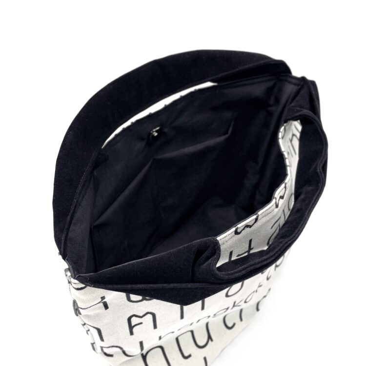 2-Handle Printed Canvas Tote Bag Thai Letters White