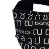 2-Handle Printed Canvas Tote Bag Thai Letters Black