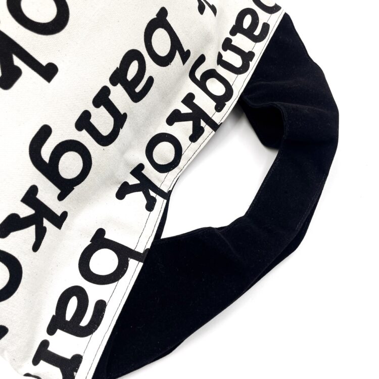 Large 2-Handle Printed Canvas Tote Bag Bangkok White